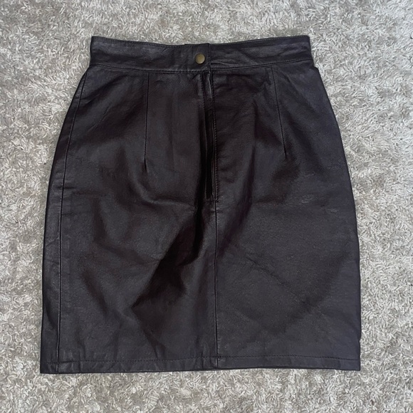 Dark Brown Leather Skirt Size 9/10 Xessorium - Picture 4 of 7